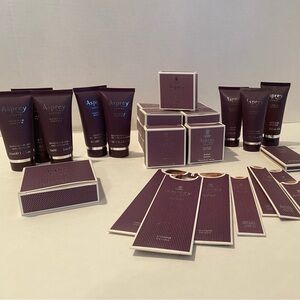 ASPREY PURPLE WATER TRAVEL SET LOT OF 34 PCS COMB SOAP SHAMPOO AND MORE